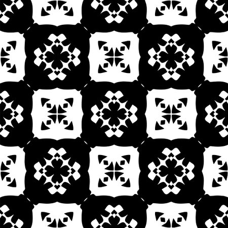 Abstract black figures on a whire background. Seamless texture for fashion, textile design, on wall paper, wrapping paper, fabrics and home decor. Simple repeat pattern.のイラスト素材