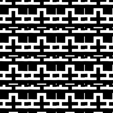 A white background with black design.Seamless texture for fashion, textile design, on wall paper, wrapping paper, fabrics and home decor. Simple repeat pattern. Geometric patterns.のイラスト素材