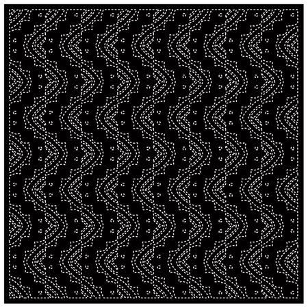 Black background with figures from dots. Black and white pattern for web page, textures, card, poster, fabric, textile. Repeating design.のイラスト素材