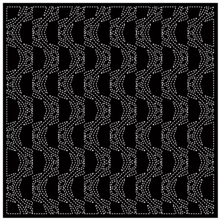 Black background with figures from dots. Black and white pattern for web page, textures, card, poster, fabric, textile. Repeating design.のイラスト素材