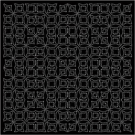 Black background with figures from dots. Black and white pattern for web page, textures, card, poster, fabric, textile. Repeating design.のイラスト素材