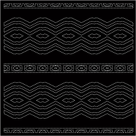 Black background with figures from dots. Black and white pattern for web page, textures, card, poster, fabric, textile. Repeating design.のイラスト素材