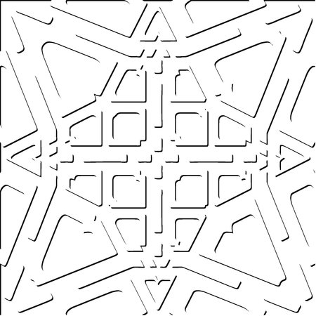 3d relief tiles. Vector pattern with symmetrical elements . Modern stylish abstract texture. Repeating tiles from striped elements. Black and white pattern.のイラスト素材