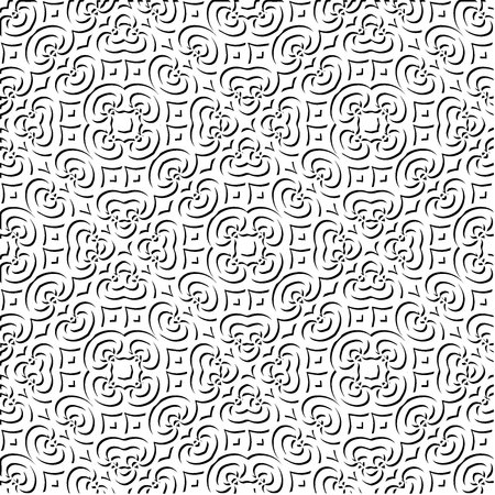 3d relief tiles. Vector pattern with symmetrical elements . Modern stylish abstract texture. Repeating tiles from striped elements. Black and white pattern.のイラスト素材