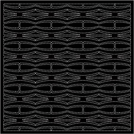 Black background with figures from dots . Black and white pattern for web page, textures, card, poster, fabric, textile. Repeating design.のイラスト素材