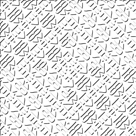 3d relief tiles. Vector pattern with symmetrical elements . Modern stylish abstract texture. Repeating tiles from striped elements. Black and white pattern.のイラスト素材