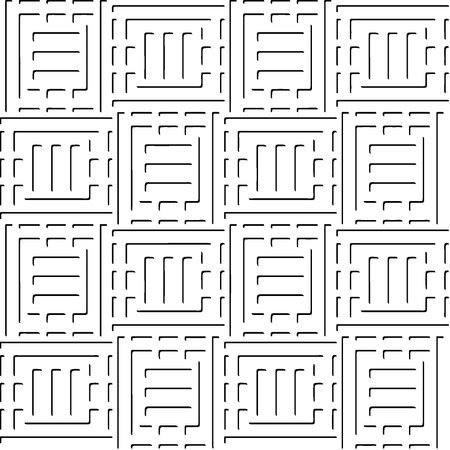 3d relief tiles. Vector pattern with symmetrical elements . Modern stylish abstract texture. Repeating tiles from striped elements. Black and white pattern.のイラスト素材