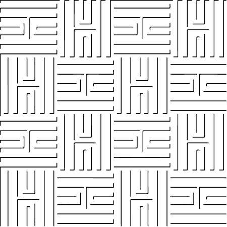 3d relief tiles. Vector pattern with symmetrical elements . Modern stylish abstract texture. Repeating tiles from striped elements. Black and white pattern.のイラスト素材