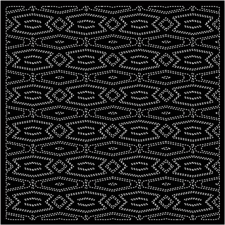 Black background with figures from dots. Black and white pattern for web page, textures, card,...