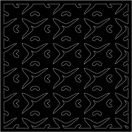Black background with figures from dots . Black and white pattern for web page, textures, card, poster, fabric, textile. Repeating design.のイラスト素材