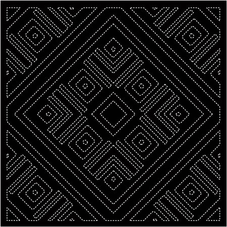 Black background with figures from dots . Black and white pattern for web page, textures, card, poster, fabric, textile. Repeating design.のイラスト素材