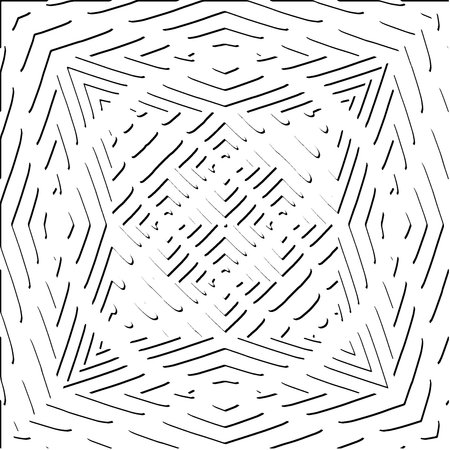 3d relief tiles.Vector pattern with symmetrical elements. Modern stylish abstract texture. Repeating tiles from striped elements. Black and white pattern.のイラスト素材