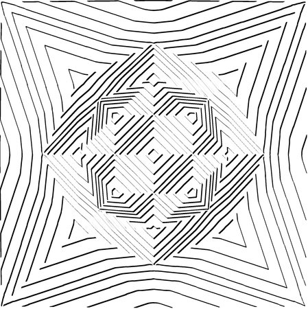3d relief tiles.Vector pattern with symmetrical elements. Modern stylish abstract texture. Repeating tiles from striped elements. Black and white pattern.のイラスト素材