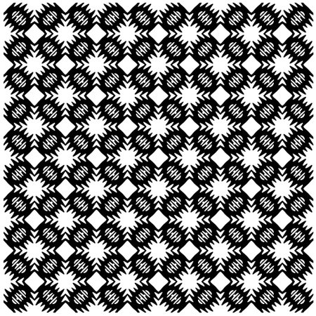 Abstract texture for fabric print, card, table cloth, furniture, banner, cover, invitation, decoration, wrapping.Seamless repeating pattern. Black and white color.Carpet pattern texture.のイラスト素材