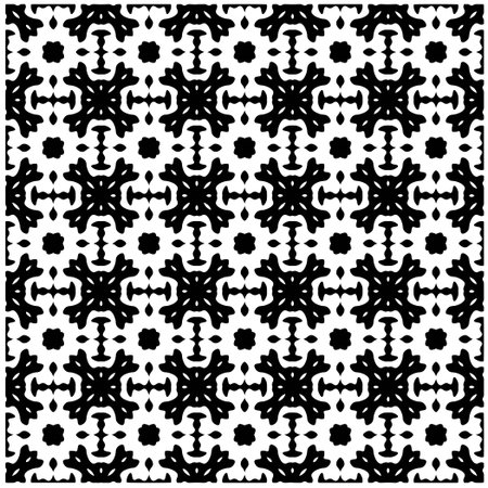 Abstract texture for fabric print, card, table cloth, furniture, banner, cover, invitation, decoration, wrapping.Seamless repeating pattern. Black and white color.Carpet pattern texture.のイラスト素材