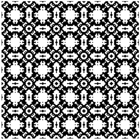 Abstract texture for fabric print, card, table cloth, furniture, banner, cover, invitation, decoration, wrapping.Seamless repeating pattern. Black and white color.Carpet pattern texture.のイラスト素材