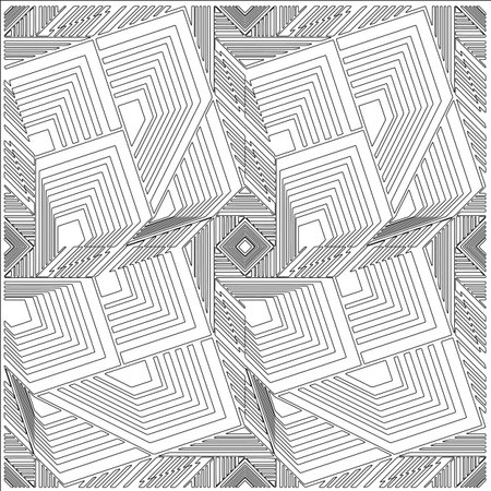 Linear pattern. Digital design.Black and white pattern for web page, textures, card, poster, fabric, textile. Linear Wallpaper Image. Repeating ornament.のイラスト素材
