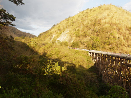 Mountains, bridges and skyの写真素材