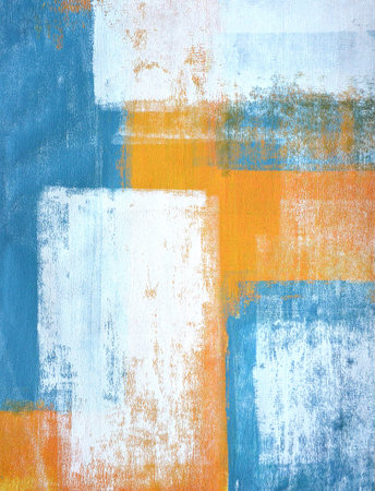 Teal and Orange Abstract Art Paintingの写真素材