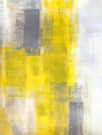 Grey and Yellow Abstract Art Paintingの写真素材