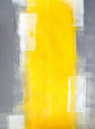 Grey and Yellow Abstract Art Paintingの写真素材