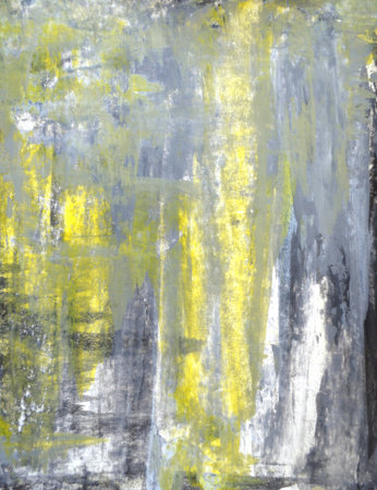 Grey and Yellow Abstract Art Paintingの写真素材
