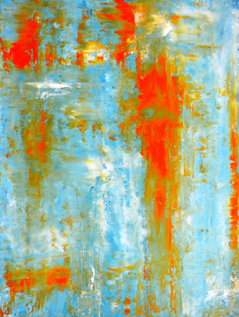 Teal and Orange Abstract Art Painting
