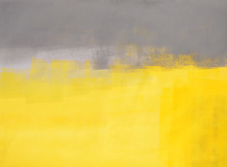 Grey and Yellow Abstract Art Paintingの写真素材