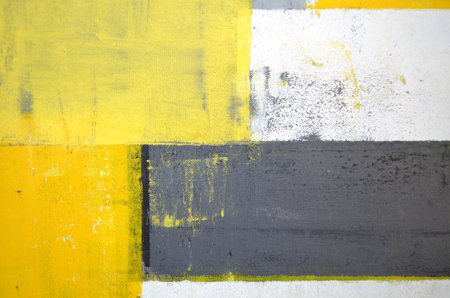 Grey and Yellow Abstract Art Paintingの写真素材