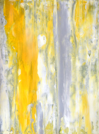 Grey and Yellow Abstract Art Paintingの写真素材