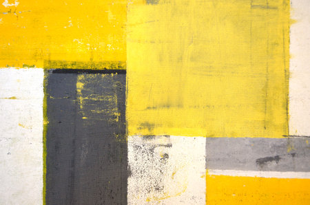 Grey and Yellow Abstract Art Paintingの写真素材