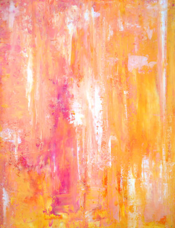 Pink and Orange Abstract Art Paintingの写真素材