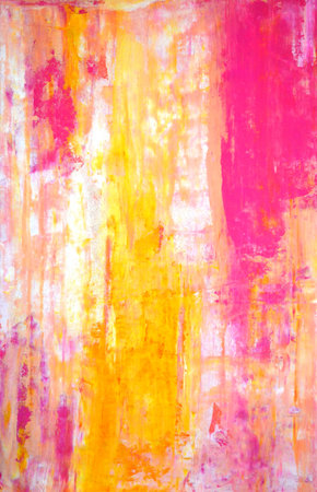 Pink and Orange Abstract Art Paintingの写真素材