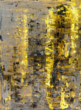 Brown and Yellow Abstract Art Paintingの写真素材