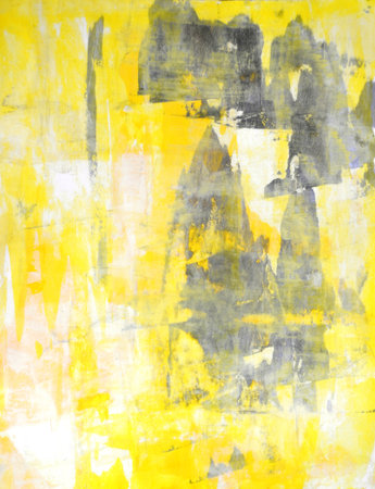 Grey and Yellow Abstract Art Paintingの写真素材