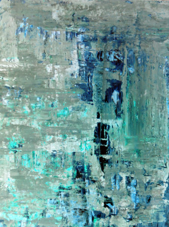 Beige and Turquoise Abstract Art Paintingの写真素材