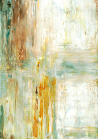 Brown and Green Abstract Art Paintingの写真素材