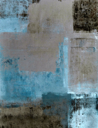 Teal and Brown Abstract Art Paintingの写真素材