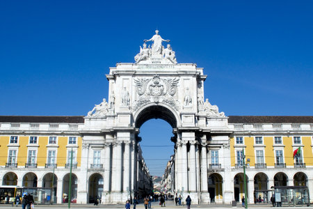 Stone arch at Terreiro do paccedilo  at Lisbon