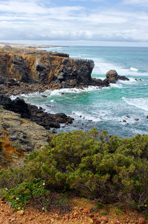 The shoreline of the Sintra Cascais protected areaの写真素材