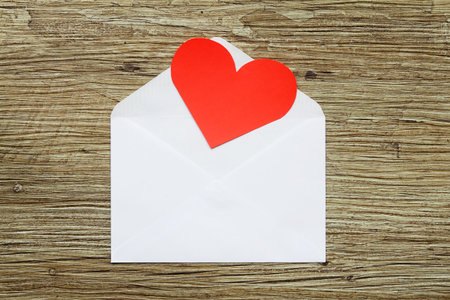 Heart on white envelope