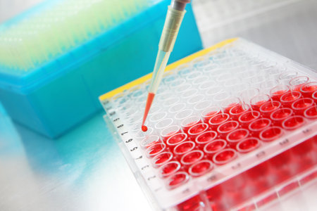 Sample being dropped into well plate in lab