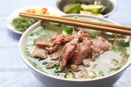 Vietnamese beef noodle soup, Pho Boの写真素材