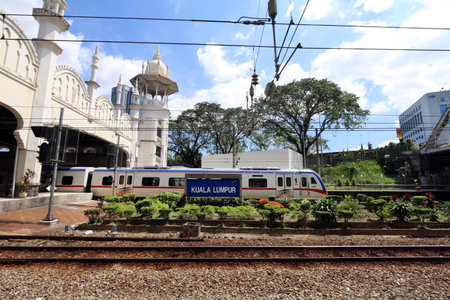 Train leaving the old KL station in Kuala Lumpur city.のeditorial素材