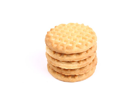 Milk biscuits isolated on whiteの写真素材