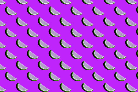 Lemon fruit seamless pattern on purple background
