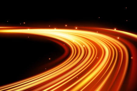 Glowing magic light effect and long trails fire motion, vector art and illustration.のイラスト素材