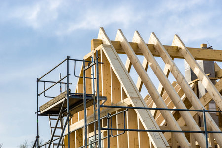 Wooden frame of a roof - roof truss or framework