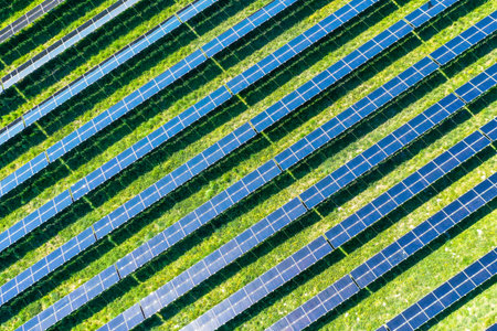aerial view of solar panels - top view