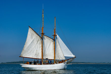 Sailing boat on the baltic sea - sunny dayの写真素材